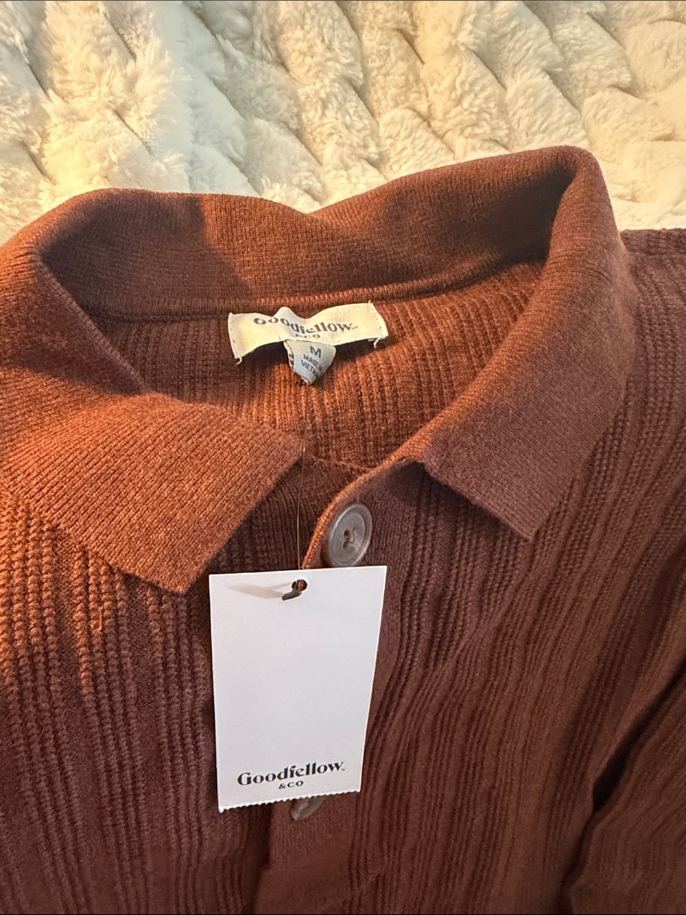 Brown Button-Up Ribbed Cardigan - Picture 2 of 4